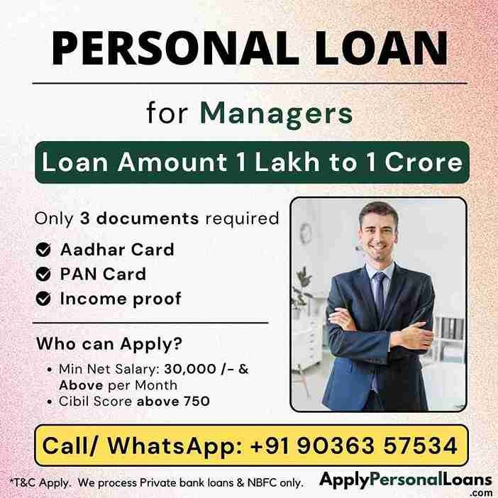 Corporate Managers personal loan options available for salaried residents in Davanagere