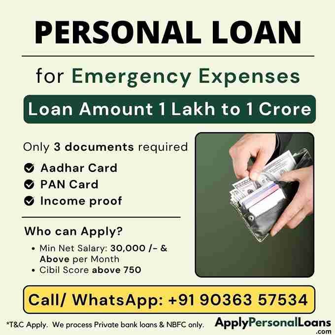 Urgent Emergency Expenses personal loan options available for salaried residents in Belagavi