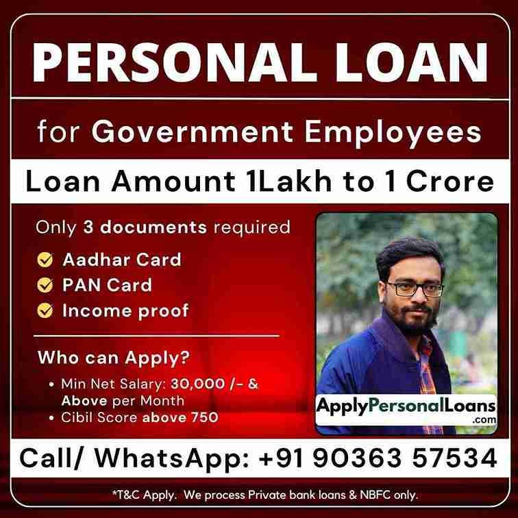 Government Administrative Staff personal loan options available for salaried residents in Davanagere
